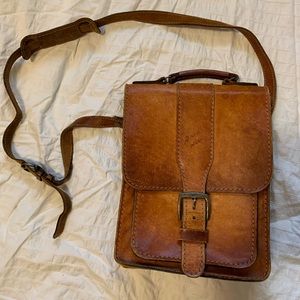 Vintage leather crossbody purse/school bag.